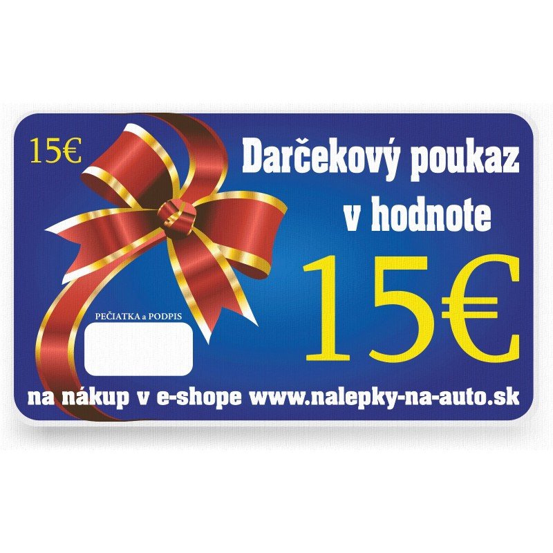 Darčekový poukaz v hodnote 15€